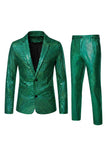 Single Breasted Black Metallic Grid Notched Lapel 2-Piece Men's Prom Suits