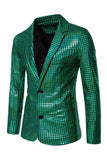 Single Breasted Black Metallic Grid Notched Lapel 2-Piece Men's Prom Suits