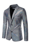 Single Breasted Black Metallic Grid Notched Lapel 2-Piece Men's Prom Suits
