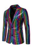 Single Breasted Black Metallic Grid Notched Lapel 2-Piece Men's Prom Suits