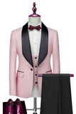 One Button Light Pink Shawl Lapel 3-Piece Men's Wedding Suits