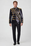 Long Sleeves Black Single Breasted Men's Suits with Sequins