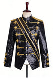 Long Sleeves Black Single Breasted Men's Suits with Sequins