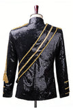 Long Sleeves Black Single Breasted Men's Suits with Sequins