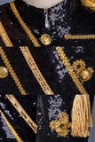 Long Sleeves Black Single Breasted Men's Suits with Sequins