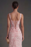 Blue Floral Sheath Thick Straps Corset Ruched Midi Beach Wedding Guest Dress