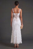 Blue Floral Sheath Thick Straps Corset Ruched Midi Beach Wedding Guest Dress
