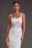 Blue Floral Sheath Thick Straps Corset Ruched Midi Beach Wedding Guest Dress