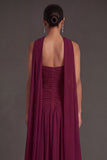 Butter Yellow Strapless Ruched A Line Long Wedding Guest Dress with Slit