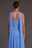 Butter Yellow Strapless Ruched A Line Long Wedding Guest Dress with Slit