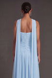 Butter Yellow Strapless Ruched A Line Long Wedding Guest Dress with Slit