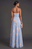 Convertible Pink Red Floral One Shoulder Long Beach Wedding Guest Dress with Slit