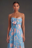 Convertible Pink Red Floral One Shoulder Long Beach Wedding Guest Dress with Slit