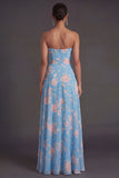 Convertible Pink Red Floral One Shoulder Long Beach Wedding Guest Dress with Slit