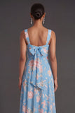 Convertible Pink Red Floral One Shoulder Long Beach Wedding Guest Dress with Slit