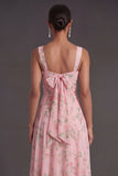 Convertible Pink Red Floral One Shoulder Long Beach Wedding Guest Dress with Slit