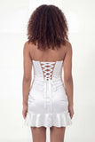 White Bodycon Sweetheart Corset Satin Short Bridal Shower Dress
