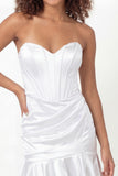 White Bodycon Sweetheart Corset Satin Short Bridal Shower Dress