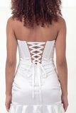 White Bodycon Sweetheart Corset Satin Short Bridal Shower Dress