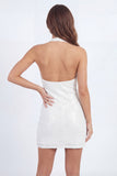 Sparkly Sequined White Bodycon Front Twisted Short Bridal Shower Dress