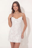 White Lace Applique Bodycon Short Bridal Shower Dress