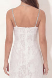 White Lace Applique Bodycon Short Bridal Shower Dress