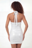 White Halter Bodycon Mini Bridal Shower Dress