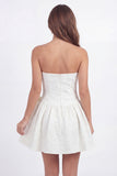 White A Line Jacquard Mini Bridal Shower Dress with Bow