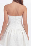 White A Line Jacquard Mini Bridal Shower Dress with Bow