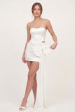 White Sweetheart Corset Mini Bridal Shower Dress with Bow