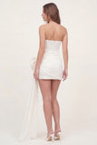 White Sweetheart Corset Mini Bridal Shower Dress with Bow