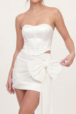 White Sweetheart Corset Mini Bridal Shower Dress with Bow