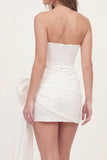 White Sweetheart Corset Mini Bridal Shower Dress with Bow