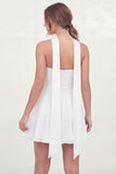 White Sweetheart A Line Mini Bridal Shower Dress with Neck Scarf