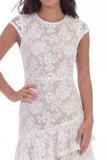 White Short Bridal Cap Sleeves Bodycon Shower Dress with Ruffles