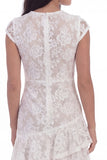 White Short Bridal Cap Sleeves Bodycon Shower Dress with Ruffles
