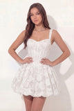 Basque Waist Corset Thick Straps White Short Bridal Shower Dress