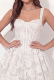 Basque Waist Corset Thick Straps White Short Bridal Shower Dress