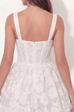 Basque Waist Corset Thick Straps White Short Bridal Shower Dress