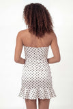 Corset Sweetheart Bodycon Satin White Black Dot Short Bridal Shower Dress
