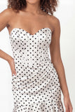Corset Sweetheart Bodycon Satin White Black Dot Short Bridal Shower Dress