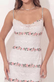 White Floral Bodycon Spaghetti Straps Short Bridal Shower Dress