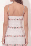 White Floral Bodycon Spaghetti Straps Short Bridal Shower Dress