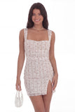 Bodycon White Floral Thick Straps Short Bridal Shower Dress with Slit