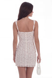 Bodycon White Floral Thick Straps Short Bridal Shower Dress with Slit