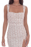 Bodycon White Floral Thick Straps Short Bridal Shower Dress with Slit