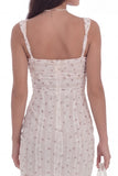 Bodycon White Floral Thick Straps Short Bridal Shower Dress with Slit