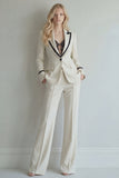 Ivory 2 Piece Single Breasted Peak Lapel Women Formal Suits