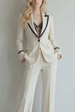 Ivory 2 Piece Single Breasted Peak Lapel Women Formal Suits