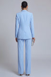 Blue Peak Lapel 2 Piece Double Breasted Business Suits